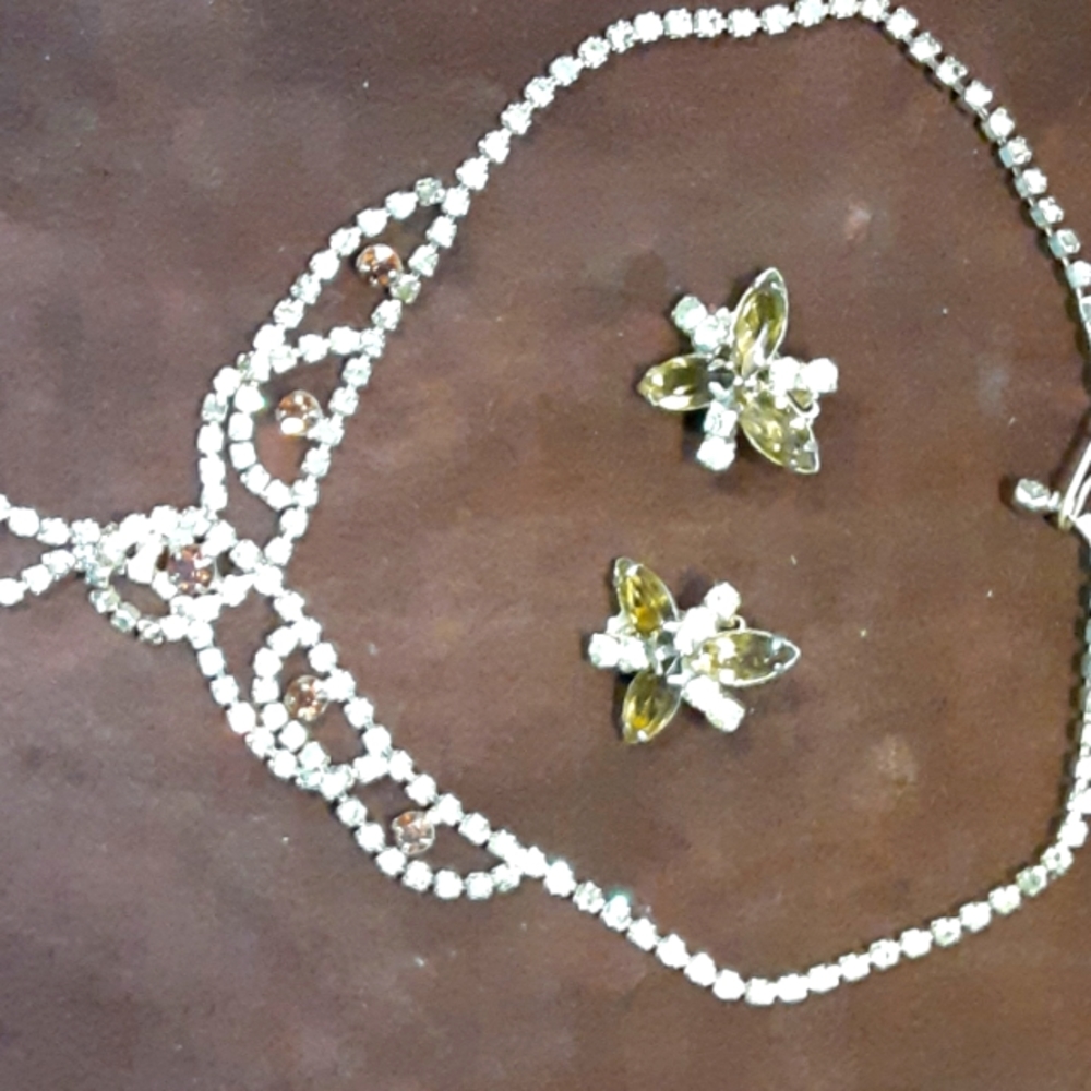 Rhinestone necklace and earrings